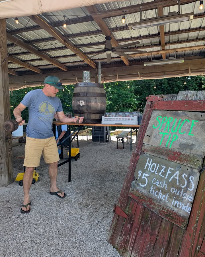 We're tapping the Spruce Tip Lager from the Holzfass for Father's Day!  Come sha