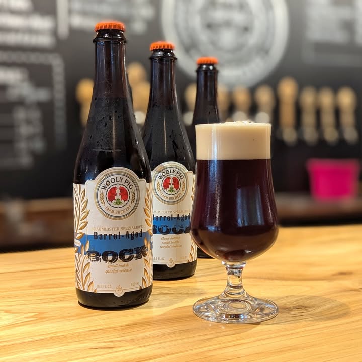 We've got a new barrel-aged beer on tap today!  Our Bock had a little time-out i
